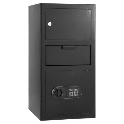 Coffre-fort robuste de 3,6 pieds cubes, fente à l'avant, noir, deux compartiments, coffre-fort à alarme avec fente et clavier numérique, idéal pour la maison de bureau, système de rangement à 3 niveaux, déverrouillage