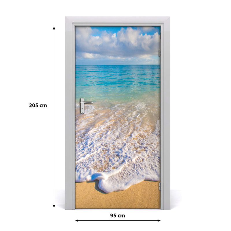 Tropical Beach Door Decal, 205cm H x 95cm W