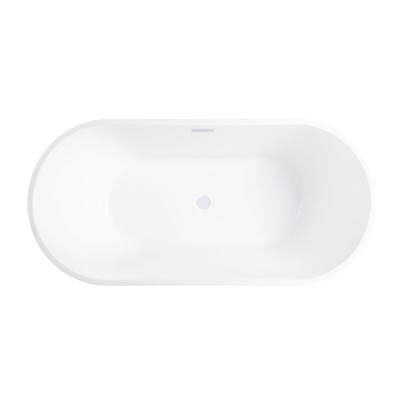 Iris 59" Freestanding Soaking Acrylic Bathtub, Pure White