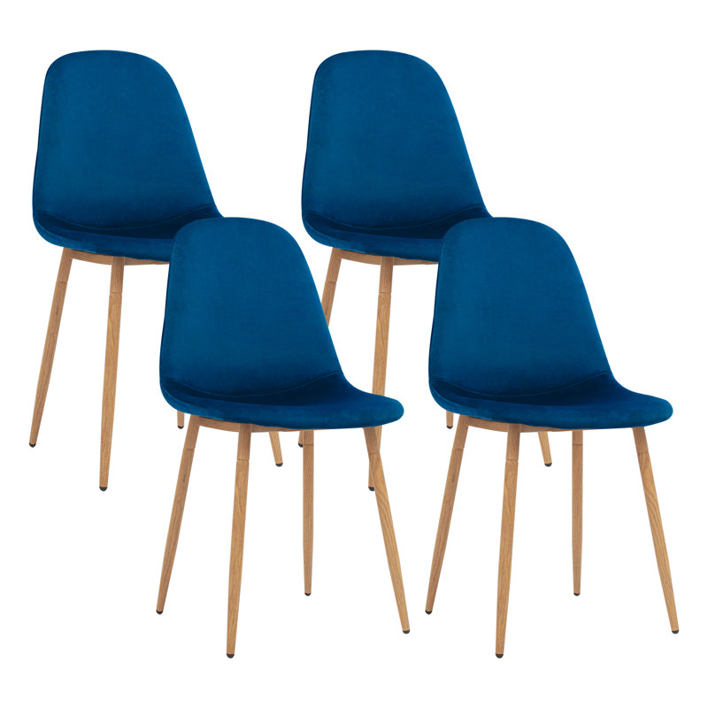 Chaise d'appoint en velours Fuzail, Bleu
