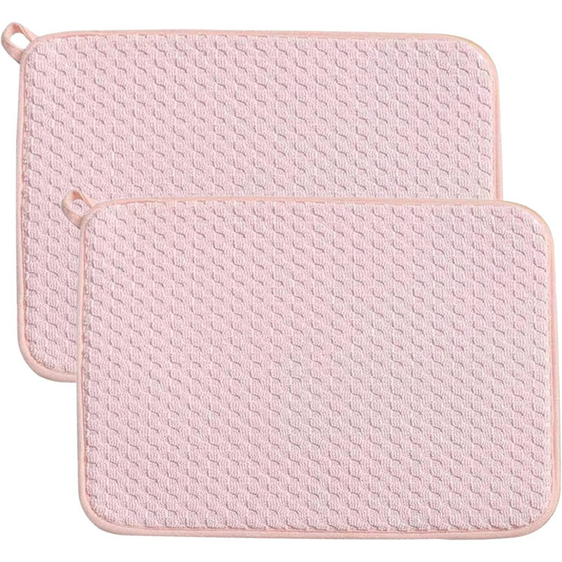 Tapis de vaisselle - rose - paquet de 2, tapis de séchage absorbant, passe-plat de comptoir