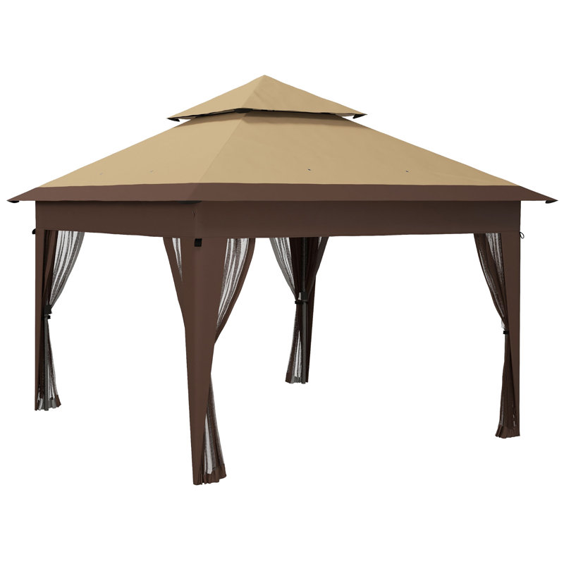 3m x 3m Steel Patio Gazebo, Khaki