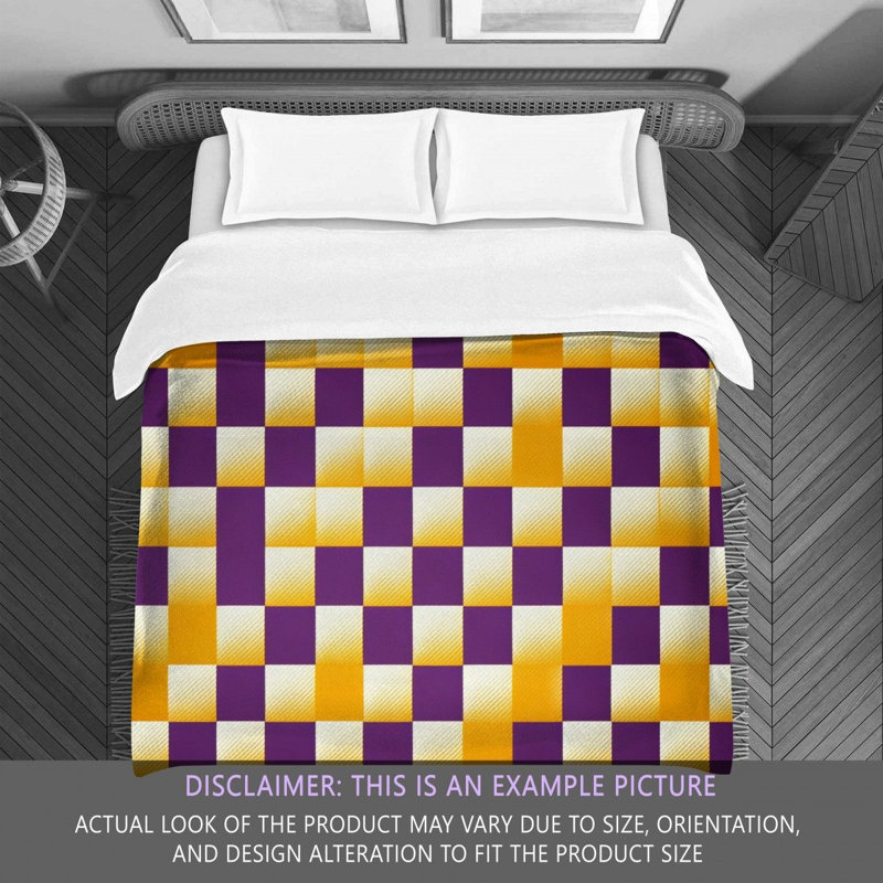 Machine Printed Comforter, Twin Comforter, Orange/Purple Checkered