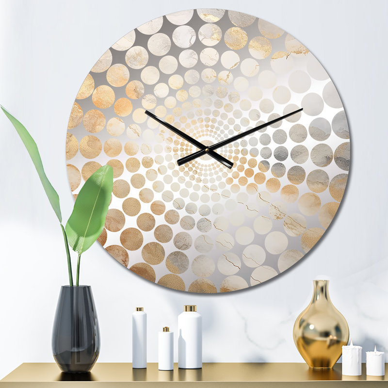 Mandel - Horloge murale peinture abstraite, Médium, White Gold