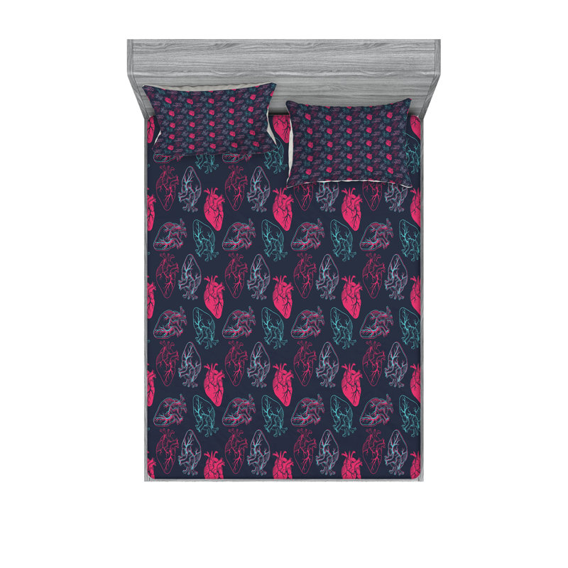 Ensemble de draps et taies décoratives Ambesonne, Ensemble de draps pour grand lit avec 4 taies d'or