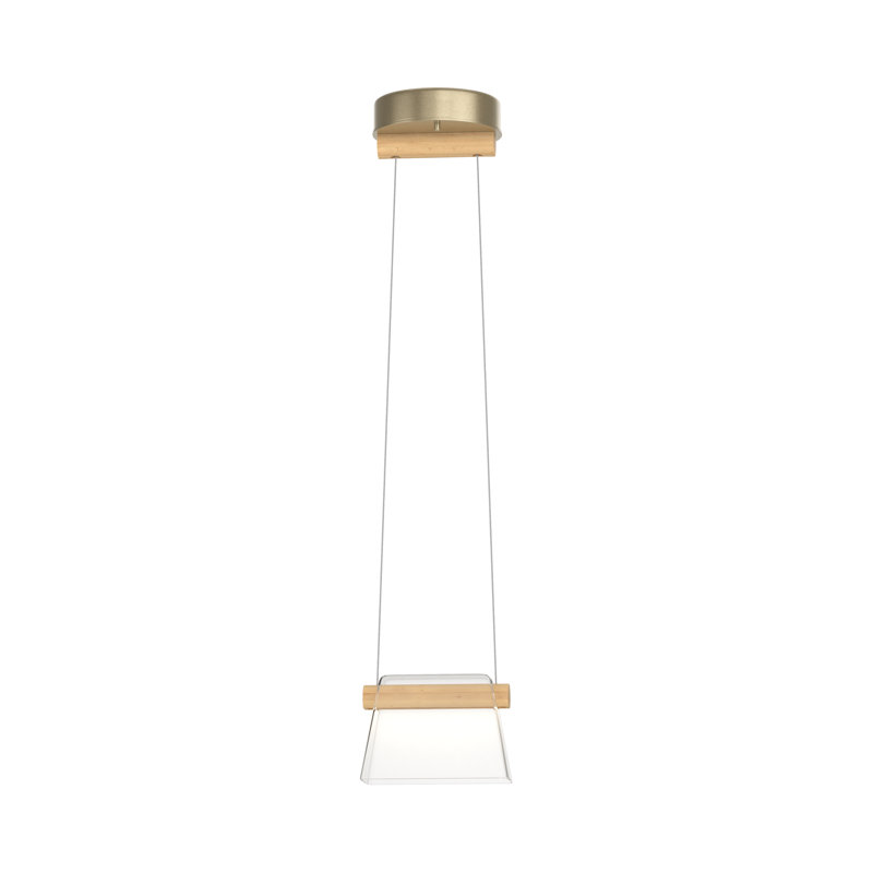 Luminaire suspendu 1 lumière DEL Cowbell, Verre transparent, Or doux