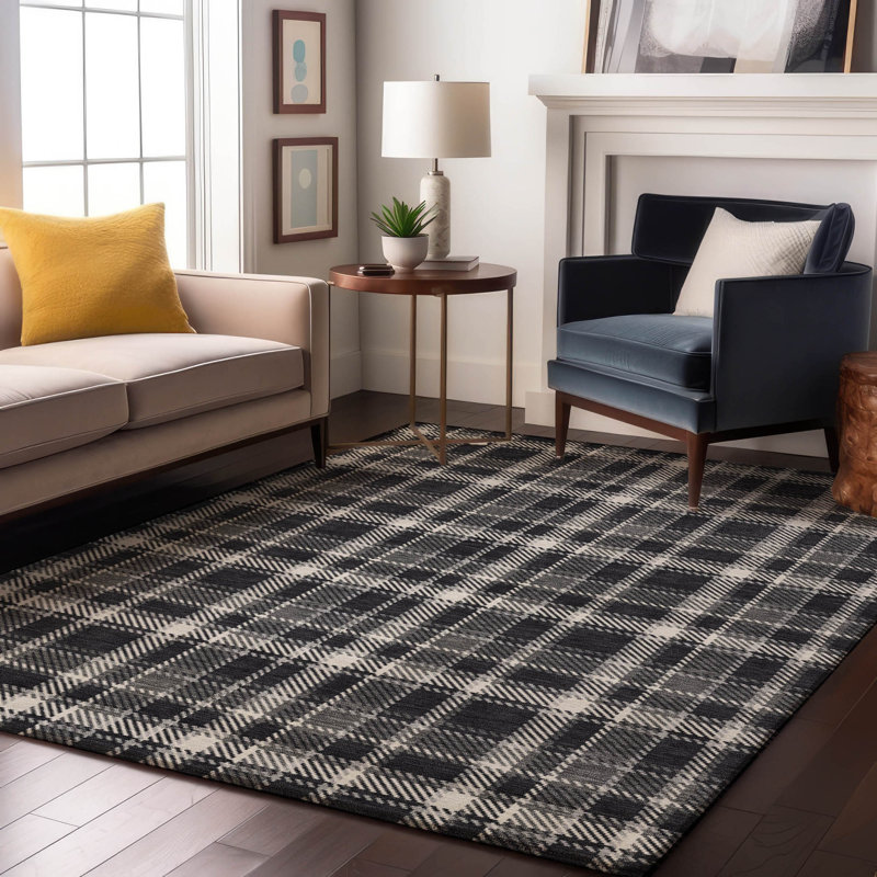 Tapis noir Cerrito AMF563 lavable à la machine de qualité supérieure, Rectangulaire 3 pi x 5 pi