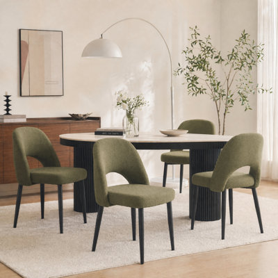 Modern Upholstered Dining Chair (Set of 4, Green)