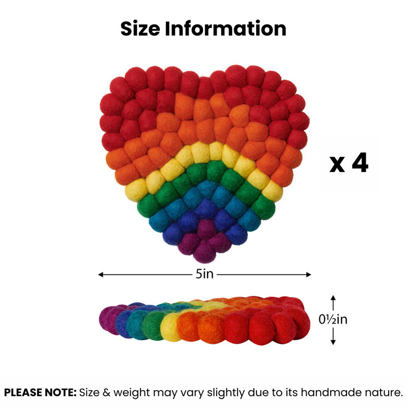Ensemble de sous-verres MODWOOL Rainbow Heart (ensemble de 4)
