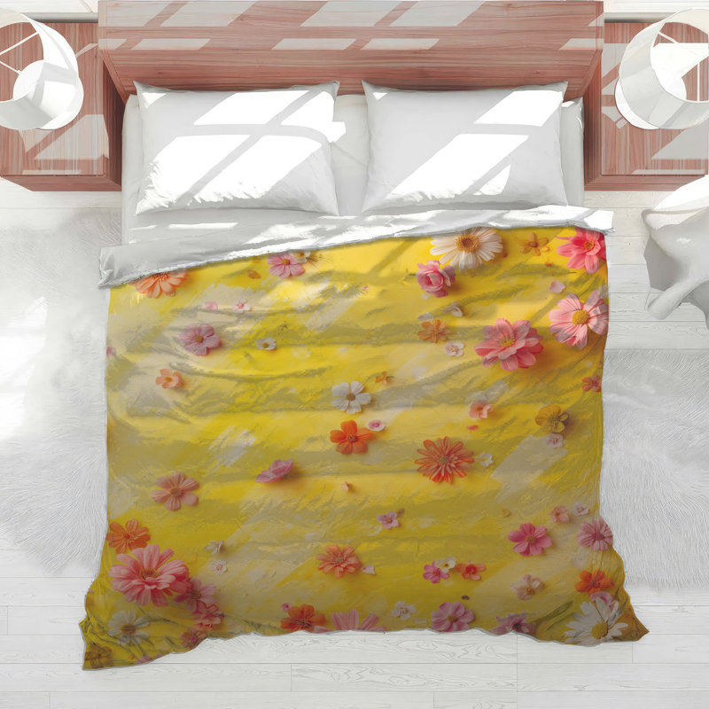 Édredon à motif floral coloré, Très grand lit