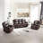 Kamarli 3 Piece Faux Leather Manual Reclining Living Room Set with Pillow Top Armrest-499063018