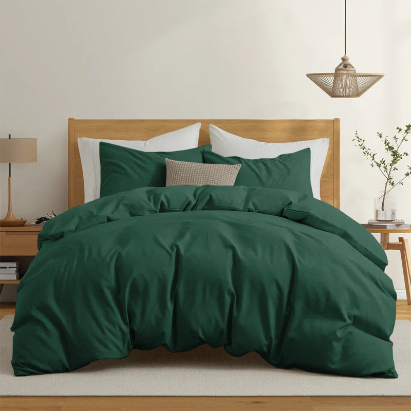 Premium 4-Piece Microfiber Duvet Cover Complete Set, Single Duvet Cover Set + 2 Additional Pieces, Emerald