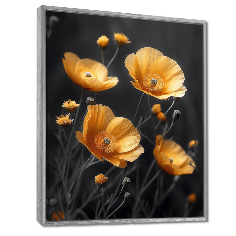 Décoration jaune joyeux coquelicots jaunes et lumineux II - Coquelicots, H 32 po x l 24 po x P 1 po