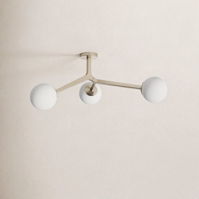 Amarula Glass Semi Flush Mount, Antique Gold