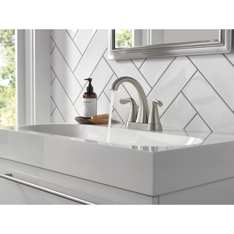 Robinet de salle de bain central avec ensemble de drain et robinet à 2 poignées Arvo, Nickel brossé Spotshield