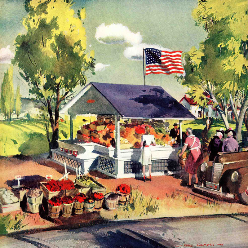 " Farmers Market " Painting Print, 48" H x 48" W