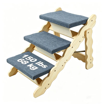 Escalier pour chien en bois, marchepied pour chien 2 en 1 plat et plat pour voiture, rampe anti-dérapante pour animal de compagnie avec 3 marches, escalier intérieur pour animal de compagnie de taille moyenne à grande, jusqu'à 150 lb