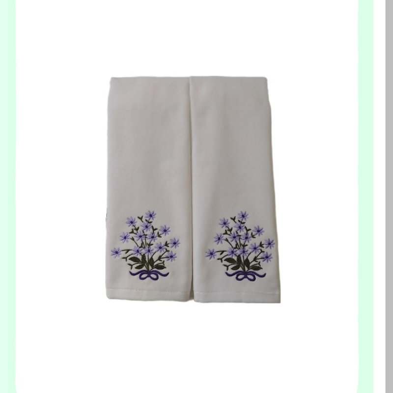 RoseBloom Luxury Cotton Hand Towels - Set of 2, Highly Absorbent, Soft, Embroidered Flower Pattern, 11 x 18 Inch, White