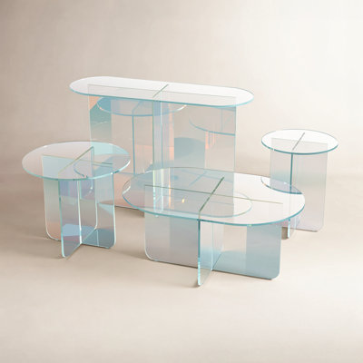 Vinci Console Table In Iridescent Glass