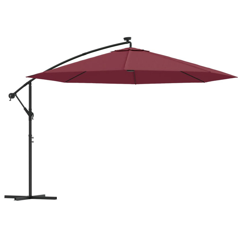 Gurganus 350cm Lighted Market Parasol, Bordeaux Red