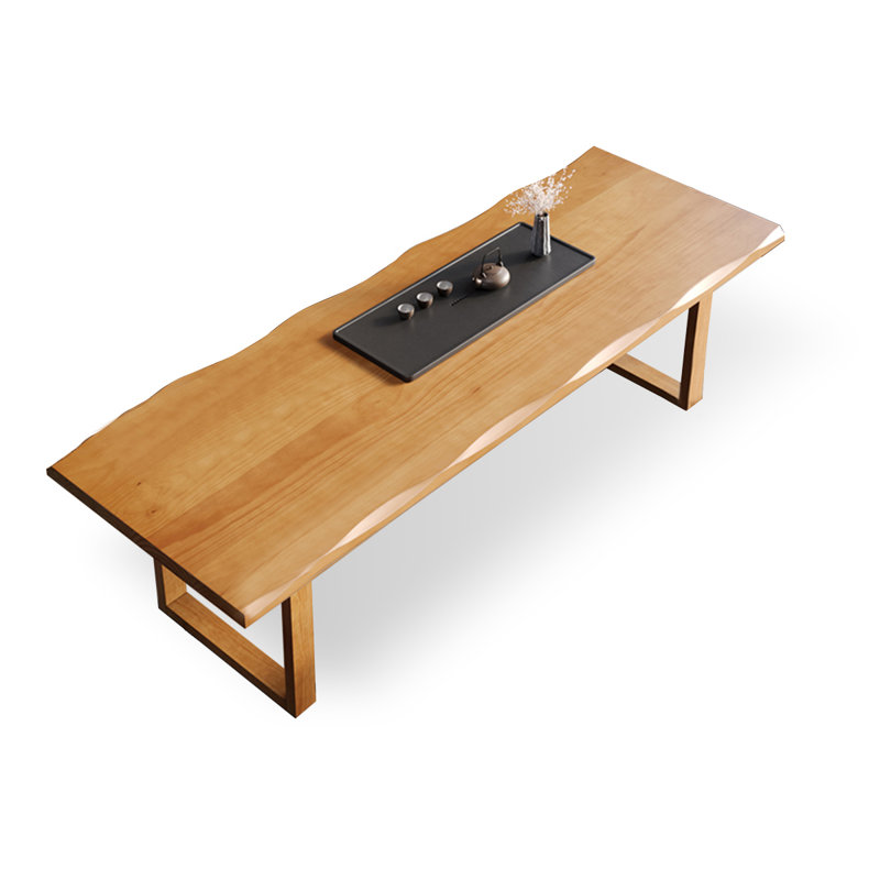 Table de salle à manger rectangulaire en bois massif brun, H 29,53 po x L 86,61 po x l 35,43 po