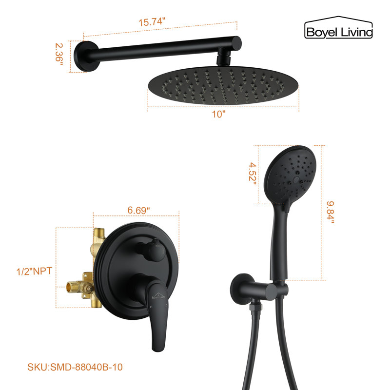 All-In-One Kit with Rough in-Valve, Black