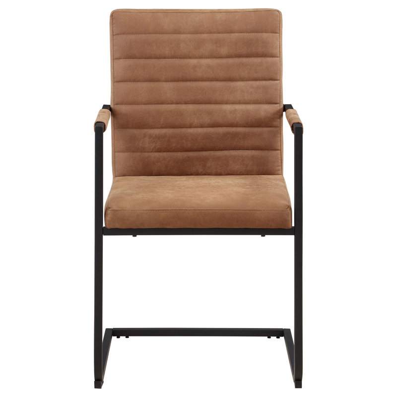 Chaise avec accoudoirs touffetée brune Tapsam