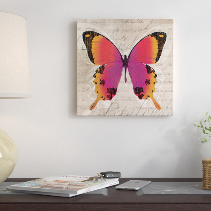 « papillons iii », reproduction d’impression sur toile tendue, H 12 po x l 12 po x P 1,5 po, Toile tendue, Pas de tapis