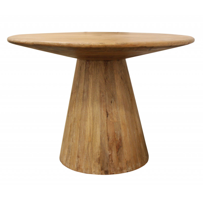 Hurtha 42" Natural Solid Wood Pedestal Base Round Top Dining Table