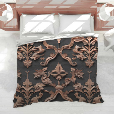 Ornate Bronze Damask Comforter