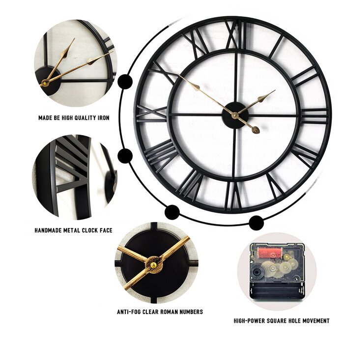 Gracie Oaks Devere Metal Wall Clock & Reviews | Wayfair