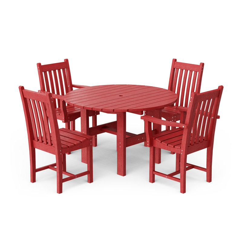 Classic 5-Piece 46" Round Table Set With Side Chairs, Cardinal Red