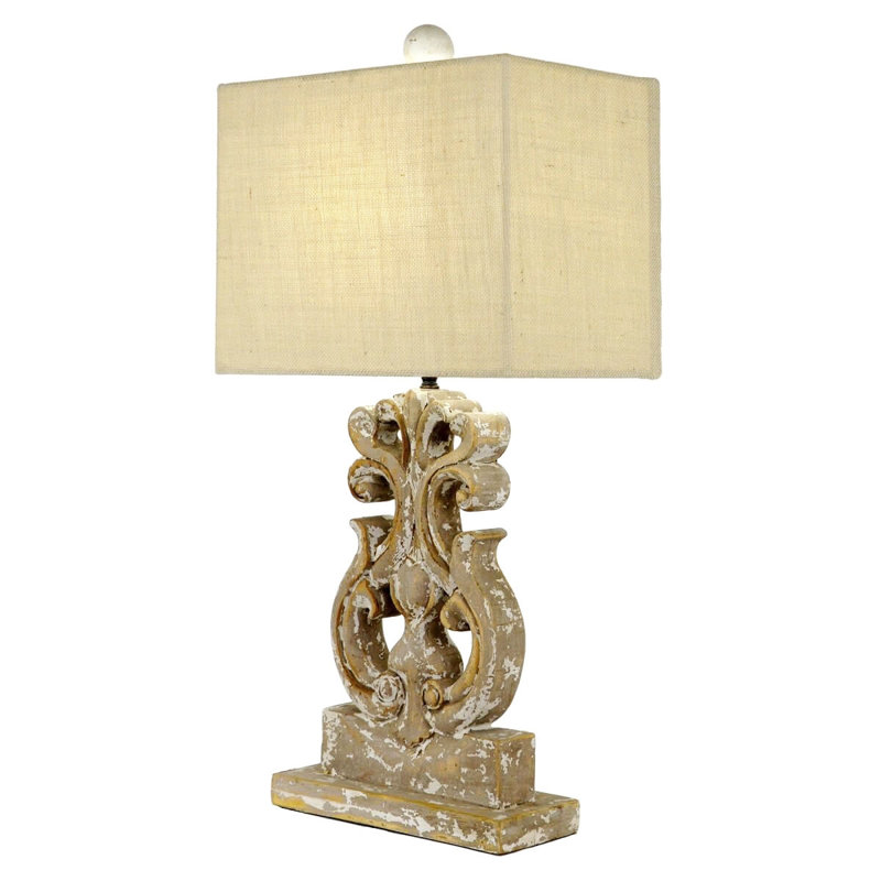 Seren Table Lamp, Off White Distressing/Natural, Natural Linen