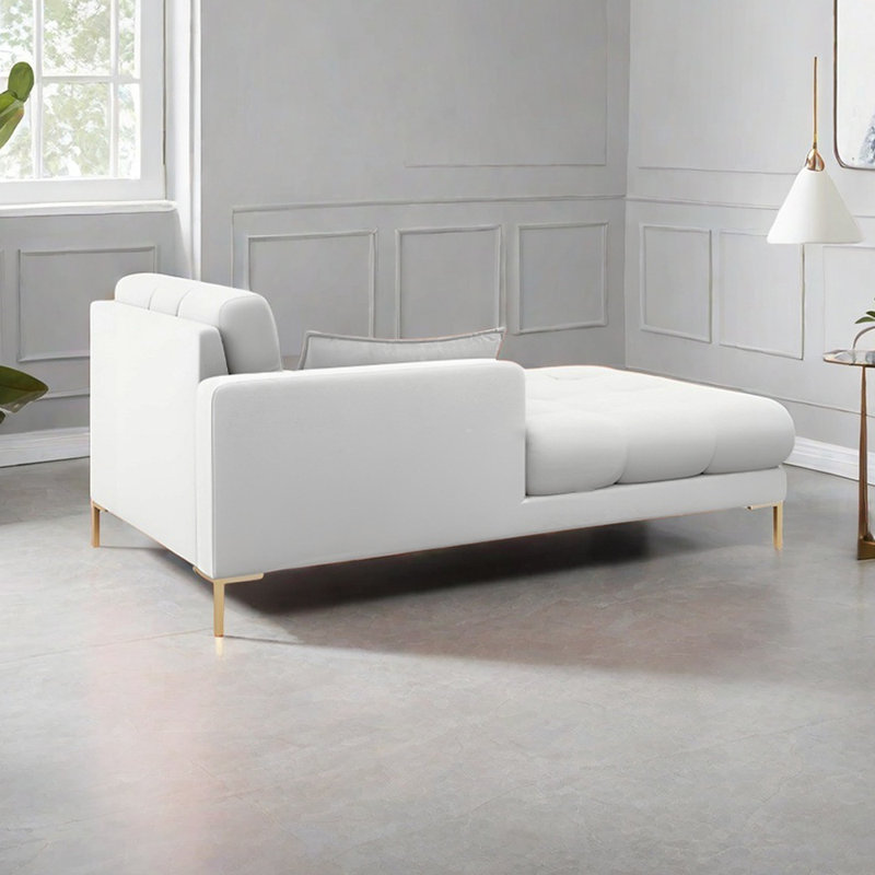 Méridienne moderne et confortable avec éponge haute densité, Orienté à droite, Beige