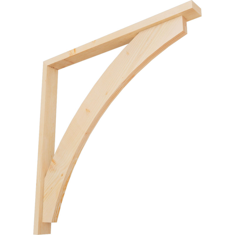 Thorton Block Bracket with Offset Brace, 40 x 40, 3 1/2"W Douglas Fir (Smooth)