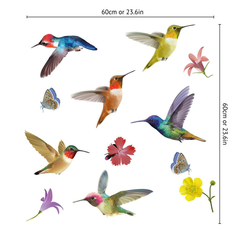 Les grandes fenêtres de colibris s'agrippent, H 37,4 po x l 37,4 po x P 0,01 po