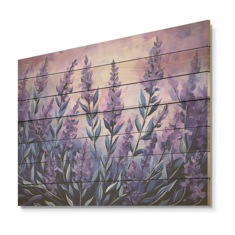 Lavande Serenity I - Herbes florales sur bois, H 34 po x l 44 po x P 0,78 po