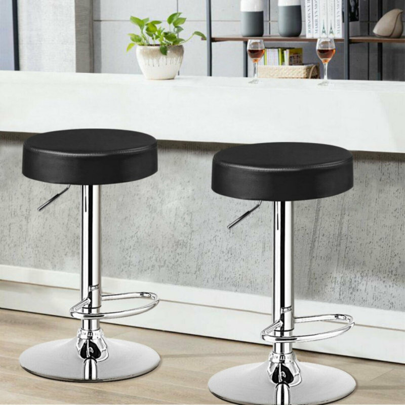 Ensemble de 2 tabourets de bar pivotants réglables, Noir