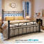Lit plateforme en métal de 53,6 po de hauteur avec lumières DEL et tête de lit rétro, cadre de lit géométrique en acier avec rangement sous le lit, facile à assembler et à démonter, aucun sommier nécessaire-439740977-439740972