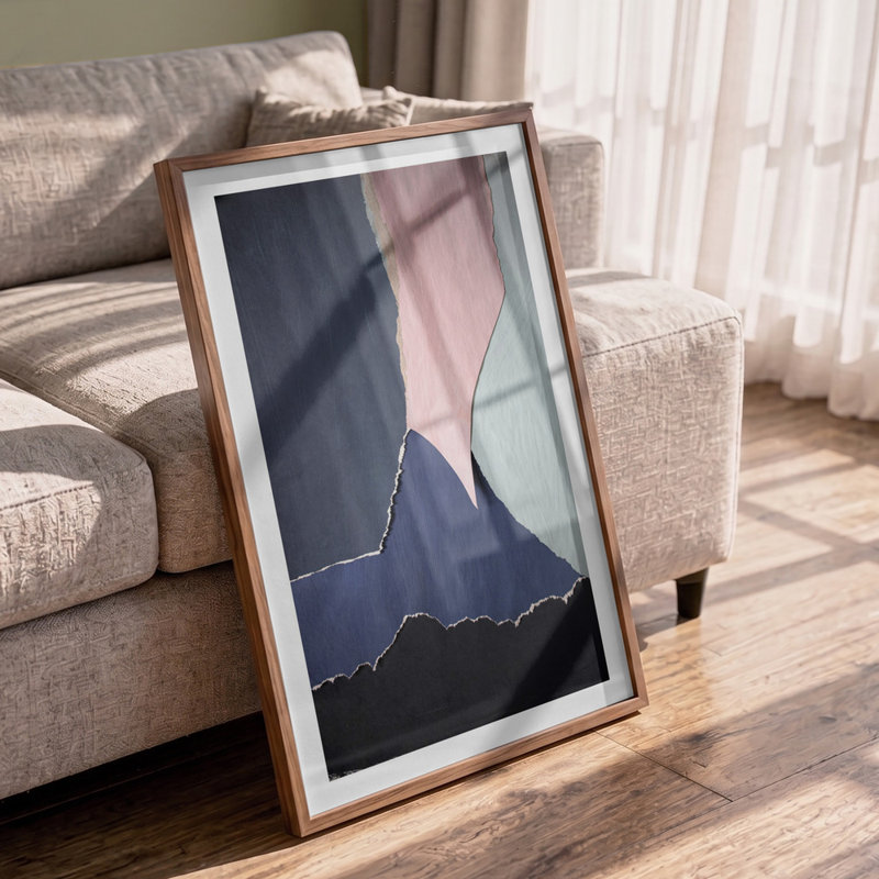 Muted Mountain Collage by Cyrille Gulassa — Abstract Wall Art, 32 × 48, Framed Canvas, Brown