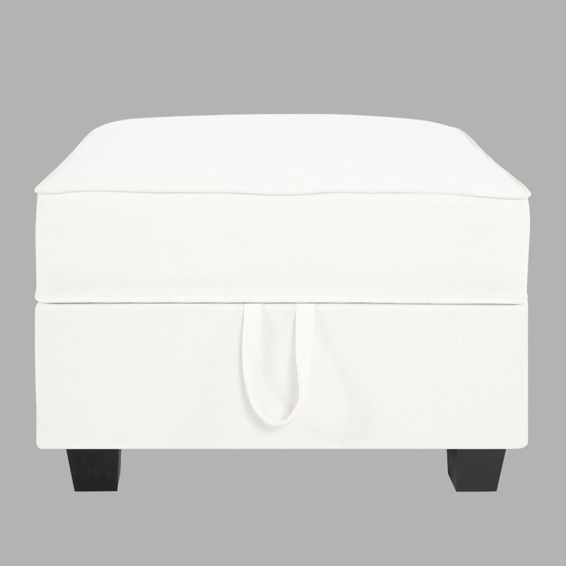 Nebih 30'' Wide Square Ottoman Module for Modular Sectional Sofa, Ottoman Footrest, White Linen