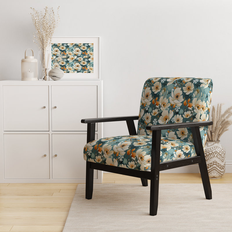 Fauteuil d'appoint rembourré ivoire Coastal Blossoms