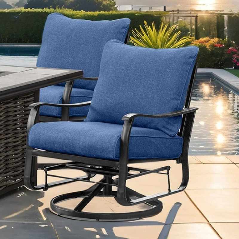 Fauteuil oscillant pivotant de 31 po de largeur (2 / RTC), bleu marine / noir