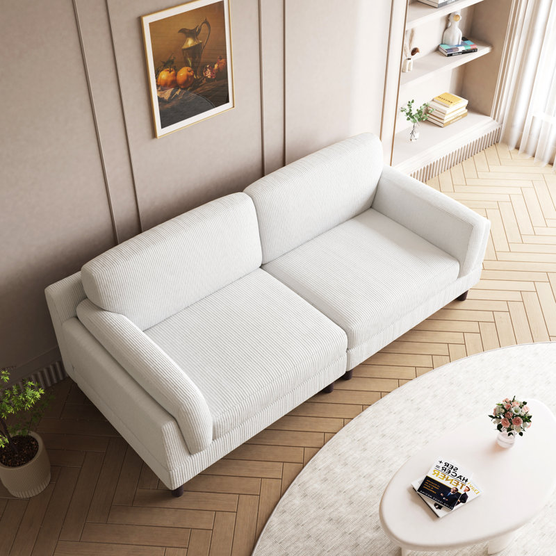 Stoneville 229.6Cm Square Arms Sofa, Beige