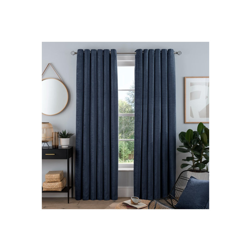 Avonell Room Darkening Curtain Panel Pair, 183 cm H x 117 cm W, Navy
