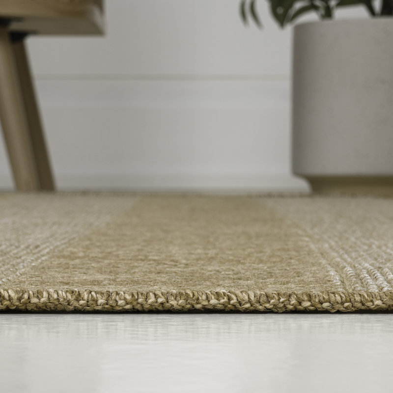 Tapis intérieur / extérieur à rayures géométriques Sutton Easy Jute, Naturel / Beige, Rectangle 3 pi 10 po x 6 pi