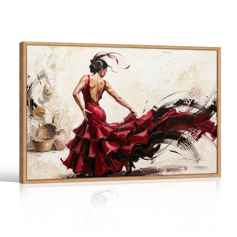 Ensemble de 1 toile murale Flamenco Dance, H 28 po x l 40 po, Naturel