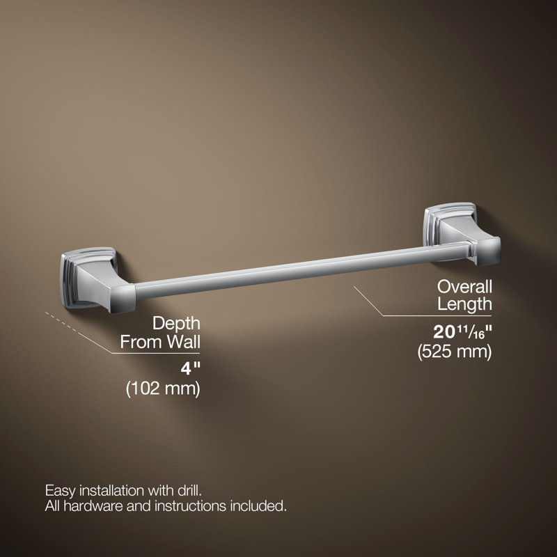 Riff Wall Mounted Towel Bar, Polished Chrome, 18"W