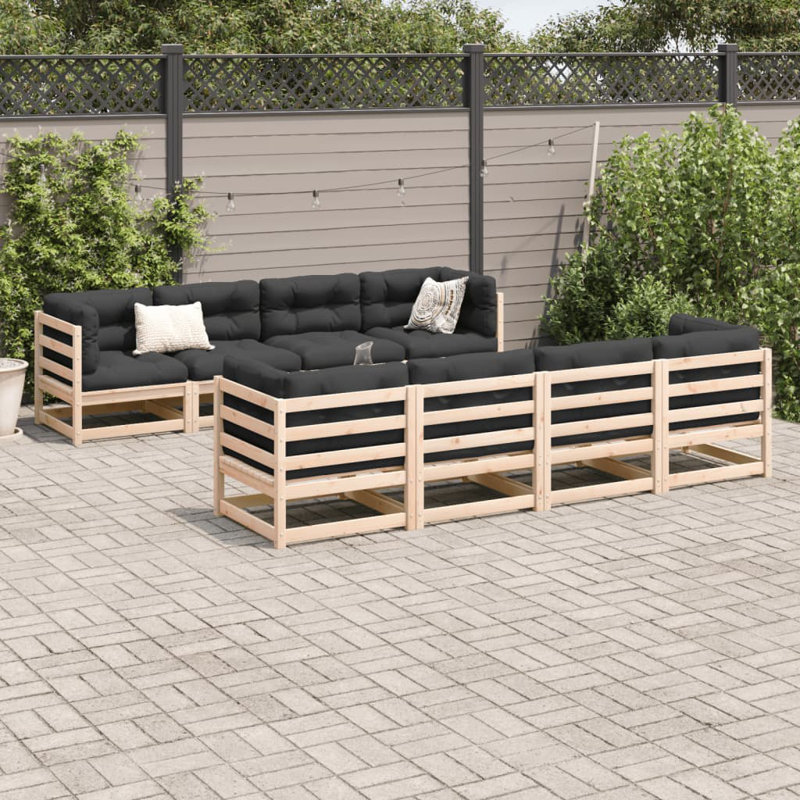  Ensemble de canapé de patio en bois de pin massif anthracite, tissu Oxford, coton PP