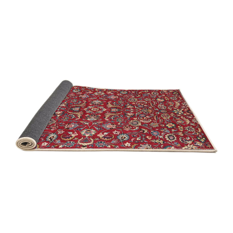Tapis traditionnel rouge / noir, Rond 5 pi
